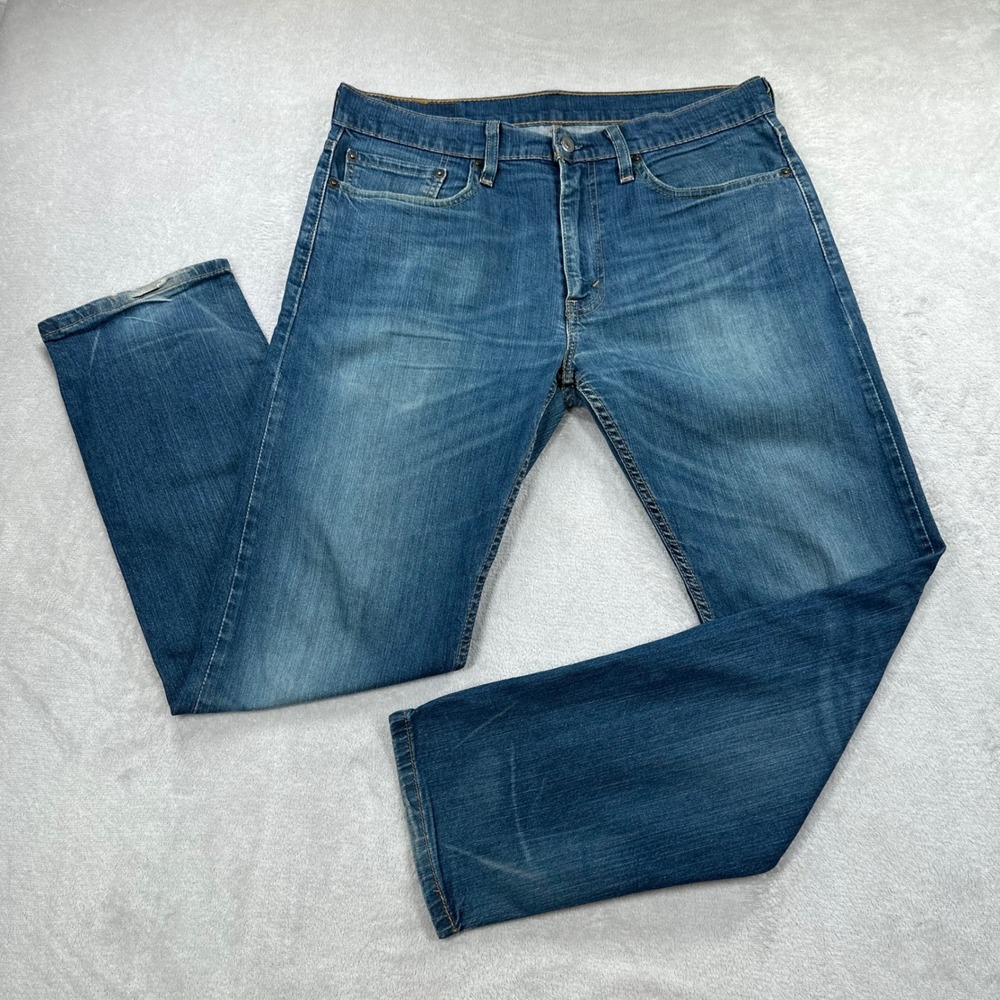 Levis 502 Jeans Mens 34x32 (Fits 34x30) Blue Regular Taper Stretch Denim Casual